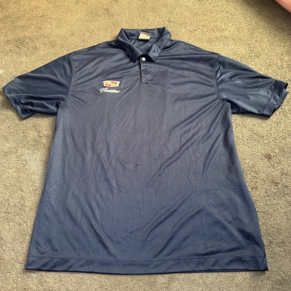Nike Golf Cadillac Dri-FIT Polo Shirt Mens XL Navy Blue Short Sleeve Embroidered